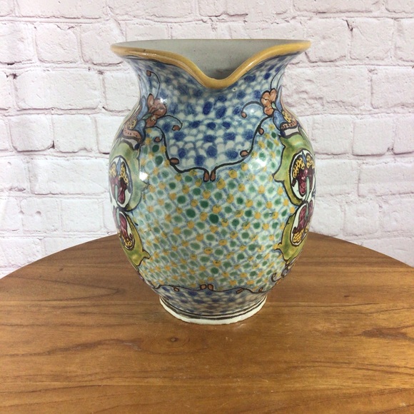 Vintage Hand Painted Mexican Traveler Water Pitcher Artist Signed T. De La Reyna - Picture 3 of 8